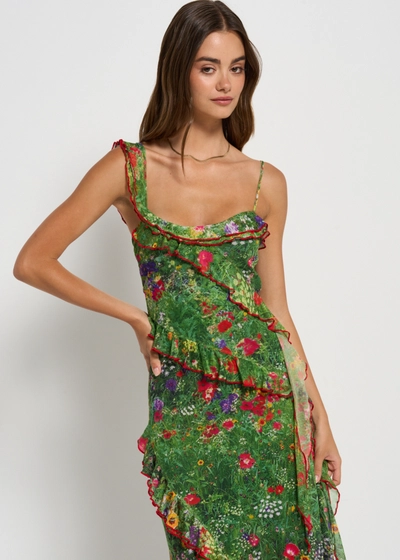 SAEMDI Gradient Mesh Dress in Green