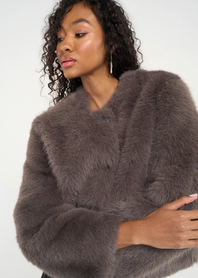 VIAVIA The Faux Mongolian Fur Jacket in Black
