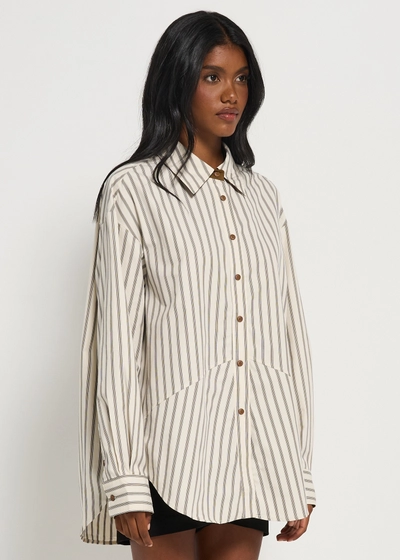 Yumi Row Emiko Button Down in White in White