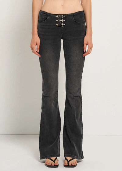 VIAVIA The Lace Up Flare Jean in Manhattan Shine in Manhattan Shine