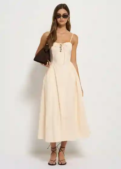 black lace dress with beige underlay Noir And Beige Lace Midi Dress