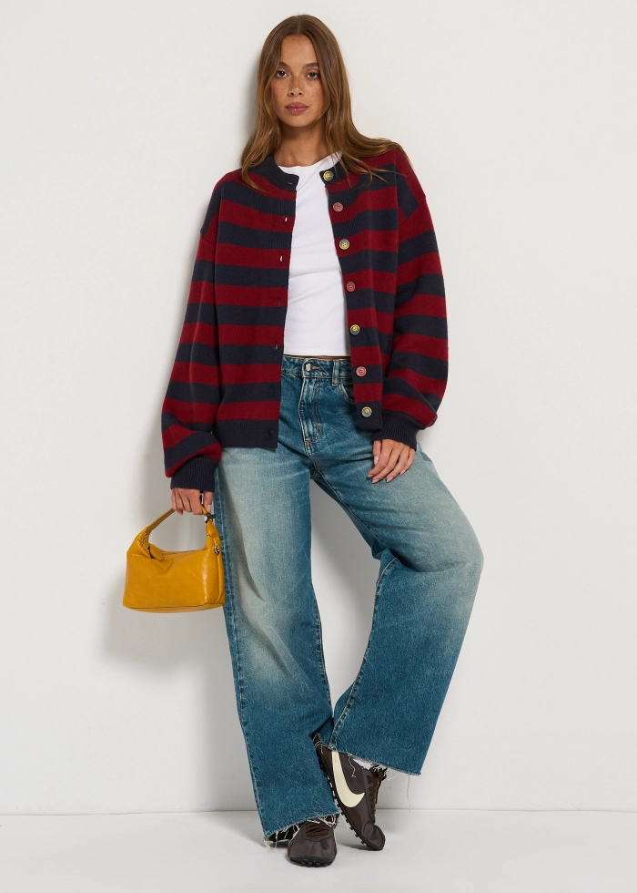 HARRY COLLEGIATE STRIPED CARDIGAN