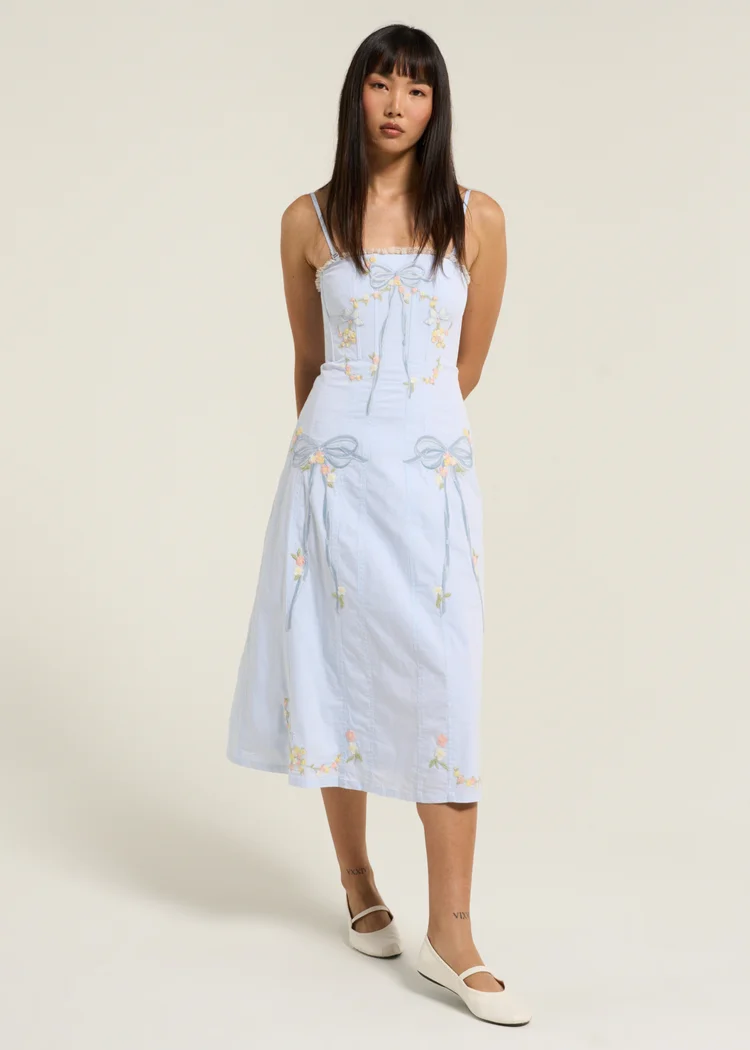 BABY BOWS PATCHWORK MIDI DRESS | For Love & Lemons | BNTO