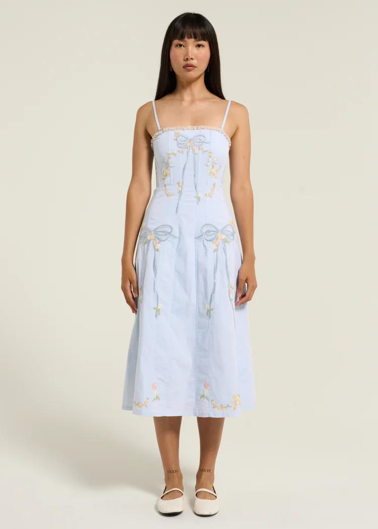 BABY BOWS PATCHWORK MIDI DRESS | For Love & Lemons | BNTO