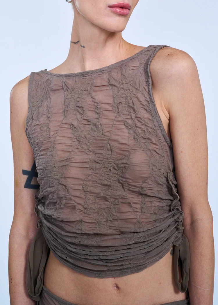 JACQUARD RIBBON SLEEVELESS TOP | ESTHÉ | BNTO