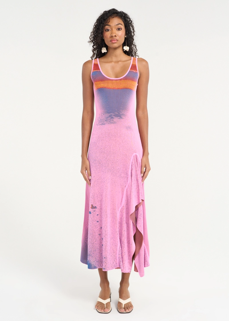 ph5 pink dress PH5 Jodie Pleated Long Dress With Wavy Side Slit