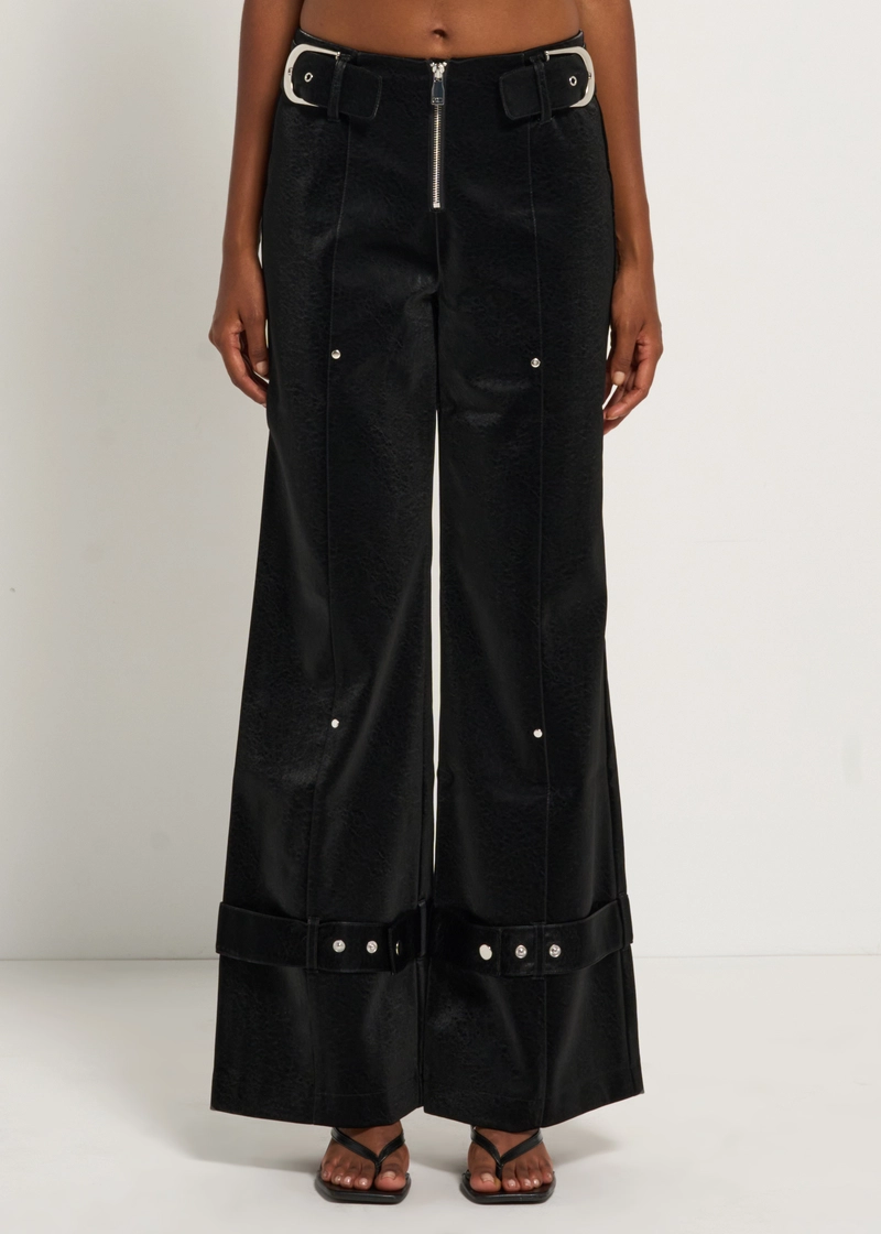 KAORI BLACK TEXTURED PANTS